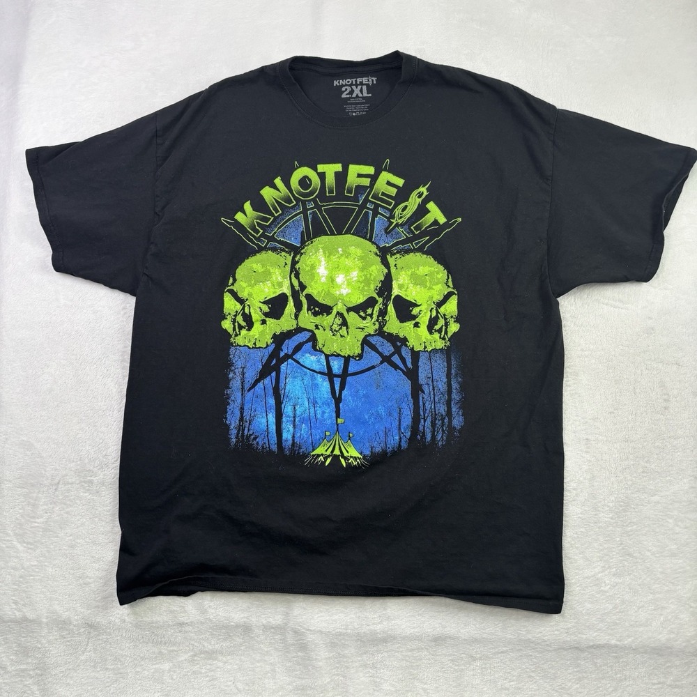 2022 Knotfest Slipknot Finland Black Short Sleeve Graphic Band Shirt Men's 2XL